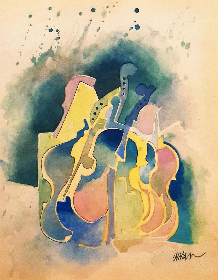 Gouache on paper - Fernandez Arman: Gouache on paper - Fernandez Arman, 13.7/8 x 10.7/8 in. Framed.