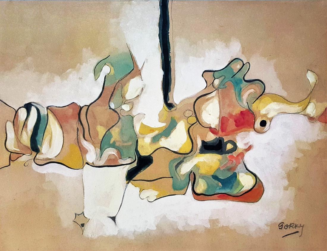 Signed Arshile Gorky gouache on paper (Att.) (1 of 1)