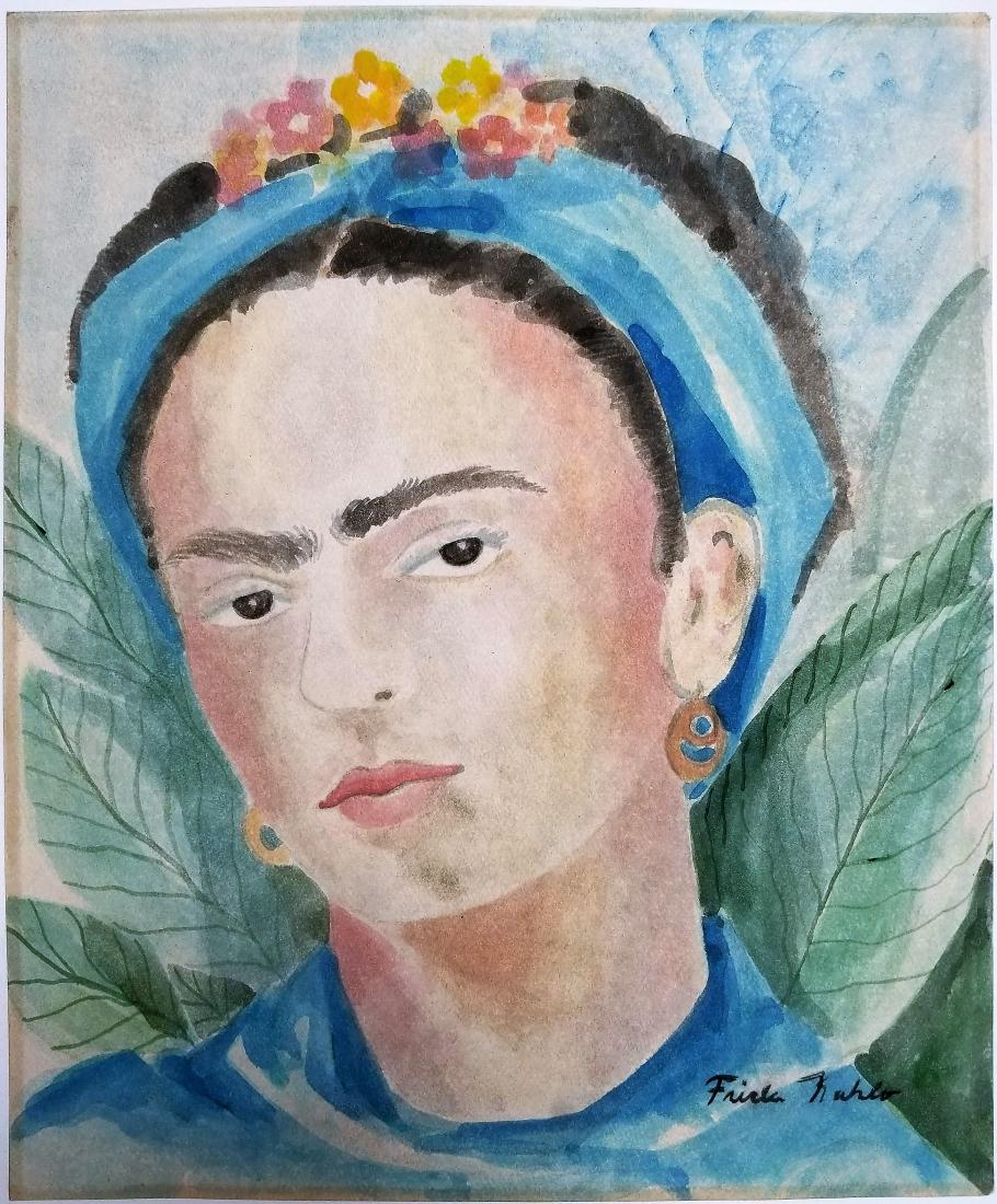 Frida Khalo gouache on paper signed(Att.): (Att.)Frida Khalo gouache on paper, 11 5/8 x 9 5/8 in. Framed.