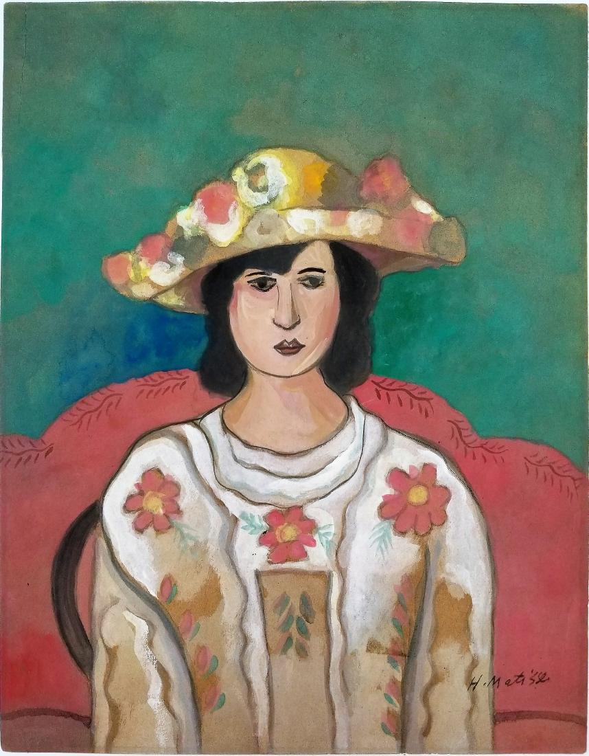 Gouache on paper signed Henri MATISSE: Henri MATISSE(Att.) gouache on paper. 12 1/4 x 9 1/2 in. Framed.