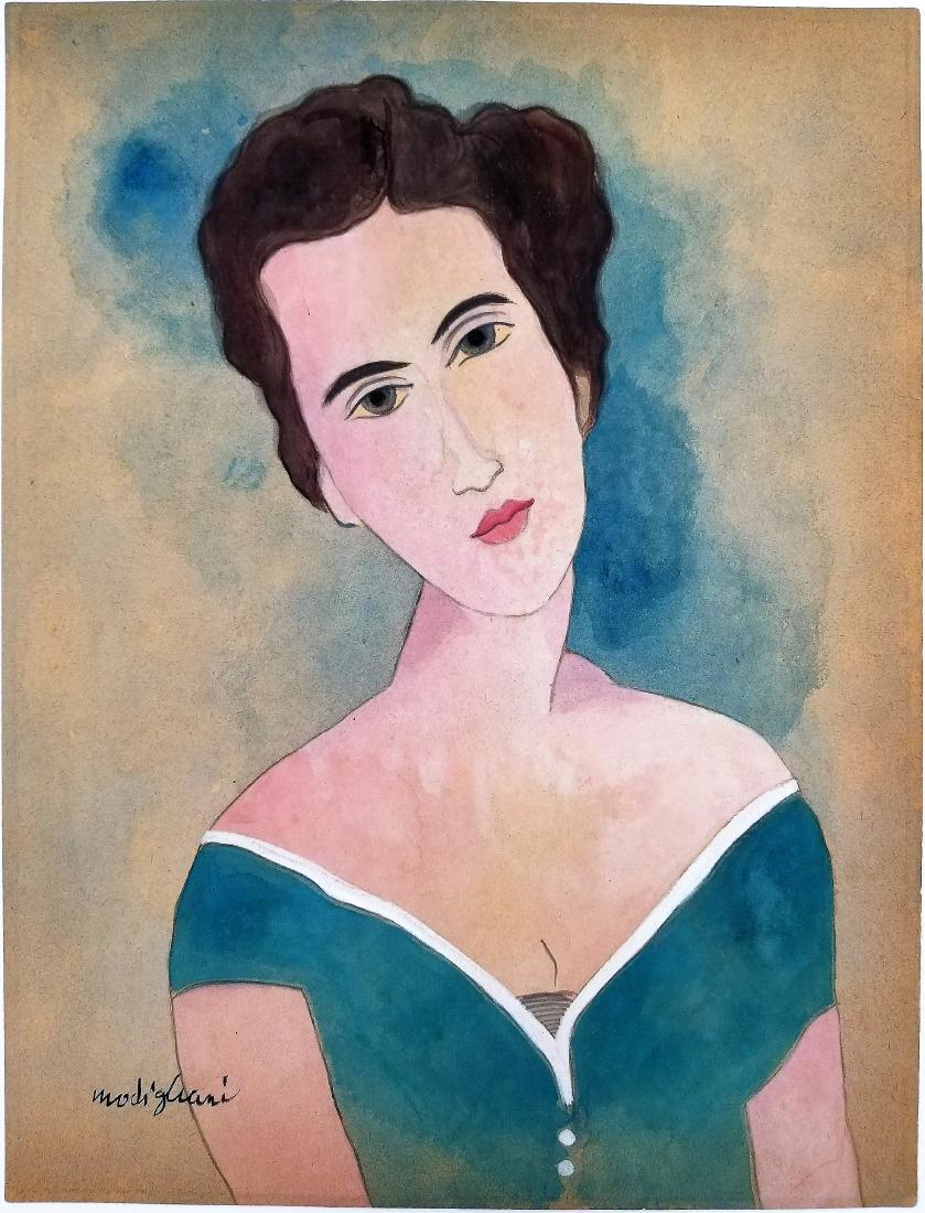 (Att.)Amedeo Modigliani gouache on paper (1 of 2)