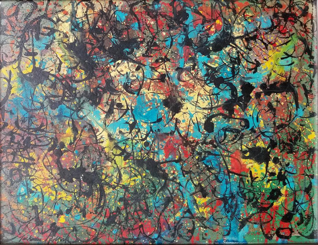 Jackson Pollock mixed media on cardboard: (Att.)Jackson Pollock mixed media on cardboard, 13 3/4 x 17 3/4 in. Framed.