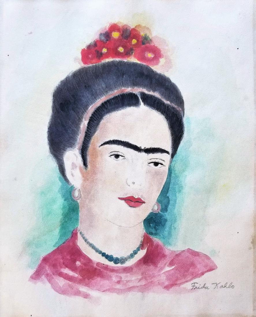 Watercolor on paper signed painting Frida Khalo (1 of 1)