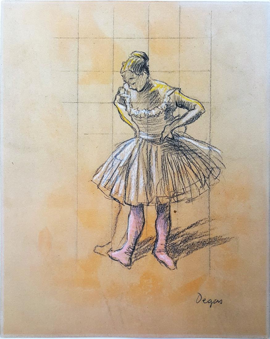 (Att.) Edgar Degas pastel on paper: (Att.) Edgar Degas pastel on paper, 14 1/8 X 11 1/4 in. Framed.
