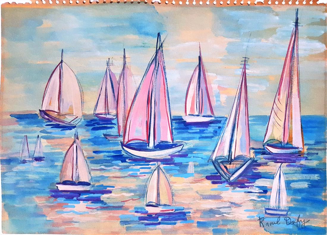 Gouache on paper. (Att.)Raoul Dufy: Gouache on paper. (Att.)Raoul Dufy, 10 7/8 x 15 in. Framed.