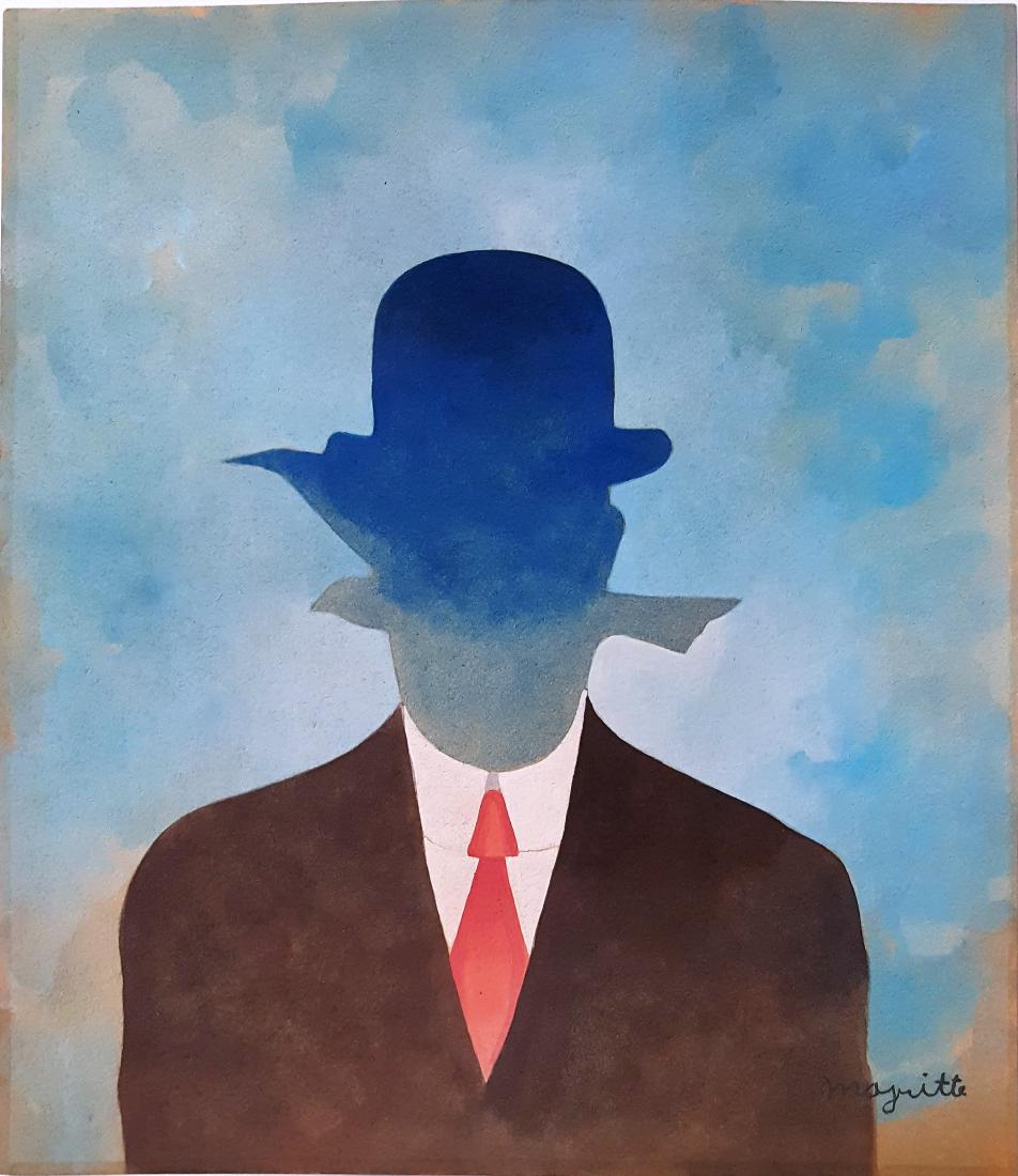 Rene MAGRITTE gouache on paper(Att.): Rene MAGRITTE gouache on paper(Att.), 12 3/8 x 10 5/8 in. Framed. COA by Roberto J. Cayuso.