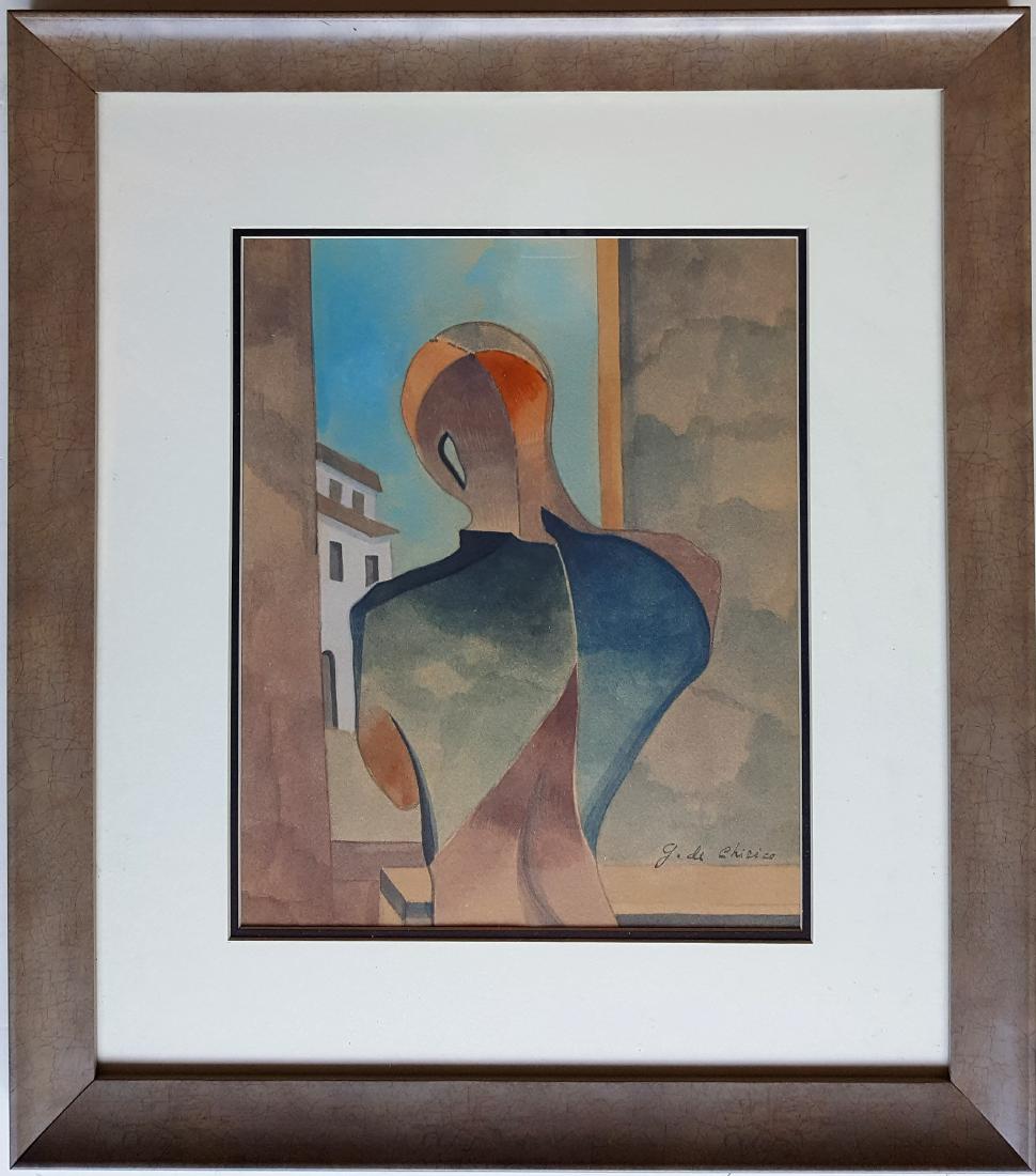 Giorgio deÂ Chirico watercolor on paper signed painting (1 of 3)