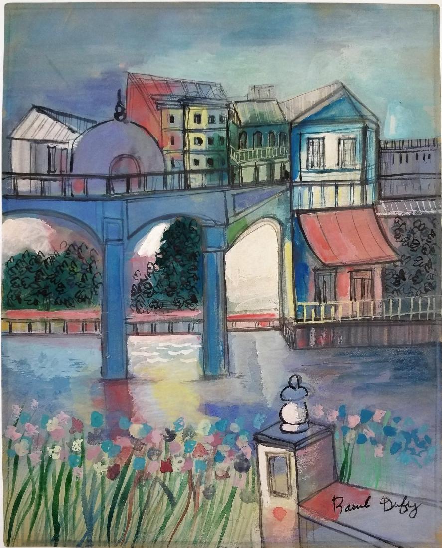 Gouache on paper signed Raoul Dufy: Gouache on paper. (Att.)Raoul Dufy, 13 7/8 x 11 1/8 in. Framed.
