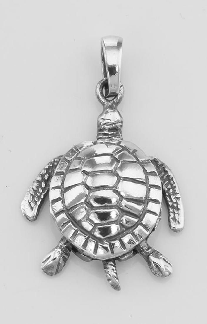 Moveable Sea Turtle Pendant Charm - Movable - Sterling: Moveable Sea Turtle Pendant Charm - Movable - Sterling Silver **|**|** #CH-6301 Sterling Silver Moveable Sea Turtle Pendant Charm - Movable - This turle has a moving head, flippers and tail. This char