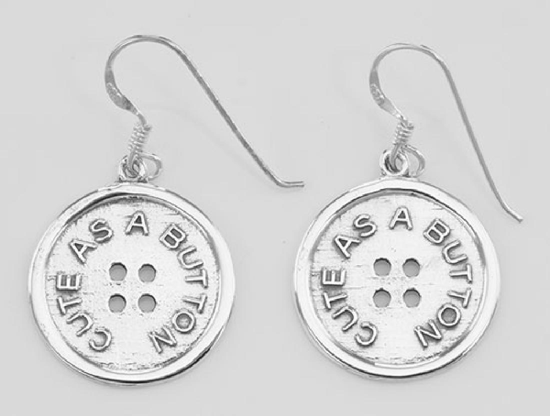 Vintage Style Cute as a Button Earrings - Sterling Silv: Vintage Style Cute as a Button Earrings - Sterling Silver **|**|** #E-178 Sterling Silver "Cute as a Button" Earrings have a drop length of 1 3/8 inches and are 3/4 inches W. Sterling Silver
