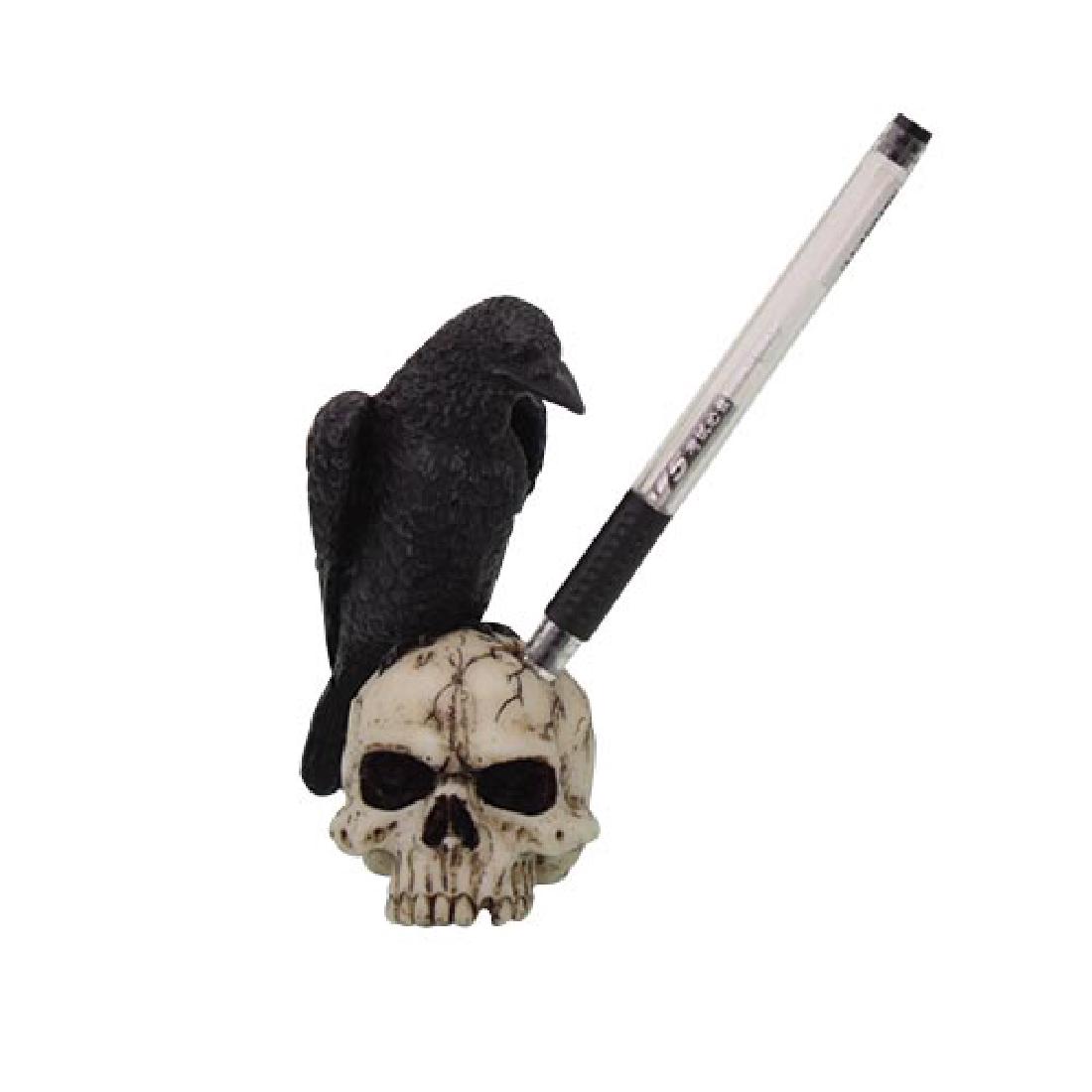 HAND PAINTED COLD CAST RESIN RAVEN SKULL PEN HOLDER H:: HAND PAINTED COLD CAST RESIN RAVEN SKULL PEN HOLDER H: 4 1/2" **|**|** HAND PAINTED COLD CAST RESIN RAVEN SKULL PEN HOLDER H: 4 1/2" #IRS13631