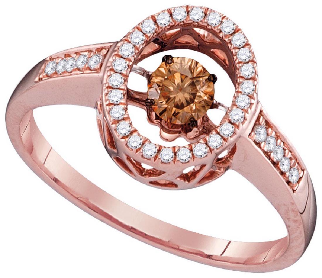 10kt Rose Gold Womens Round Cognac-brown Colored Diamon: 10kt Rose Gold Womens Round Cognac-brown Colored Diamond Solitaire Bridal Wedding Engagement Ring 3/8 **|**|** 10kt Rose Gold Womens Round Cognac-brown Colored Diamond Solitaire Bridal Wedding Engagem