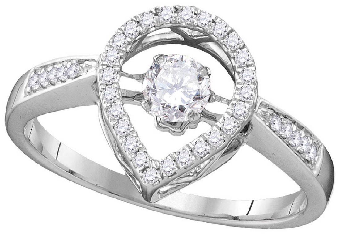 10kt White Gold Womens Round Natural Diamond Teardrop M: 10kt White Gold Womens Round Natural Diamond Teardrop Moving Solitaire Ring 3/8 Cttw **|**|** 10kt White Gold Womens Round Natural Diamond Teardrop Moving Solitaire Ring 3/8 Cttw #IRS89971