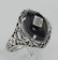 Art Deco Style Black Oynx Ring with Diamond Center - St