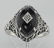 Art Deco Style Black Oynx Ring with Diamond Center - St - 2