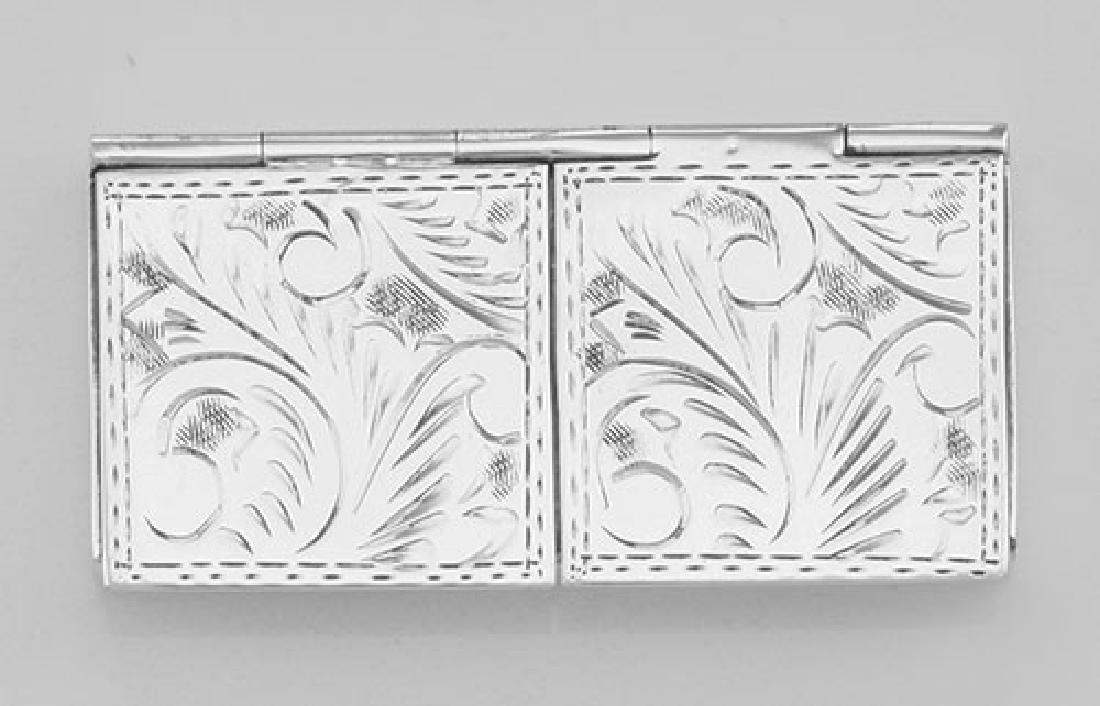 Two - Compartment Etched Pillbox for Tiny Pills Only in: Two - Compartment Etched Pillbox for Tiny Pills Only in Fine Sterling Silver **|**|** #X-9031 This sterling silver 2 compartment Pillbox / Pill Box with etched design This pill box is new and a qualit