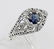 Art Deco Style Sapphire Filigree Ring w/ 4 Diamonds - S