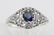 Art Deco Style Sapphire Filigree Ring w/ 4 Diamonds - S - 2