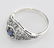 Art Deco Style Sapphire Filigree Ring w/ 4 Diamonds - S - 3