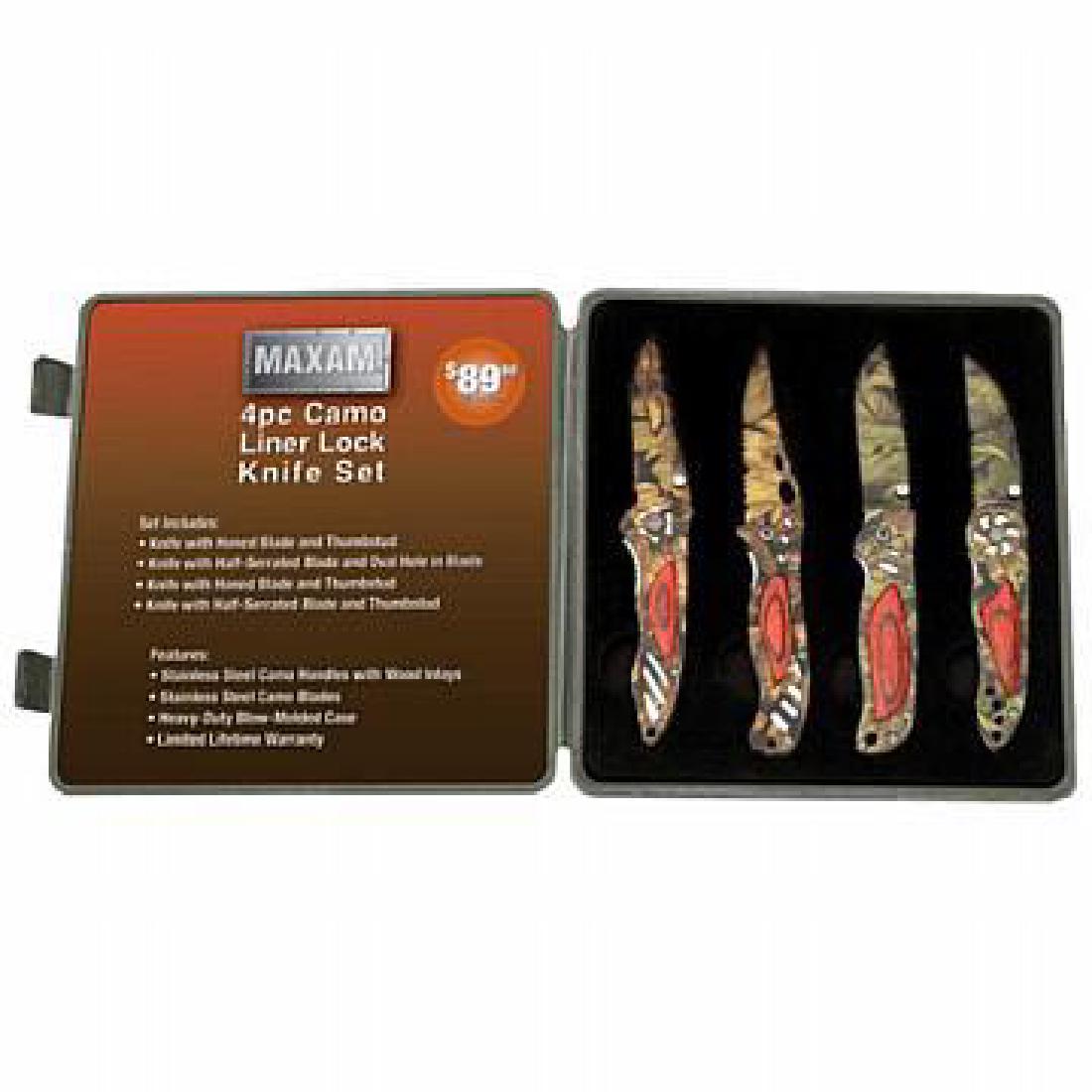 Maxam 4pc Camo Liner Lock Knife Set: Maxam 4pc Camo Liner Lock Knife Set **|**|** Maxam 4pc Camo Liner Lock Knife Set #IRS25171