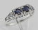 Art Deco Style Sapphire Filigree Ring w/ 2 Diamonds - S
