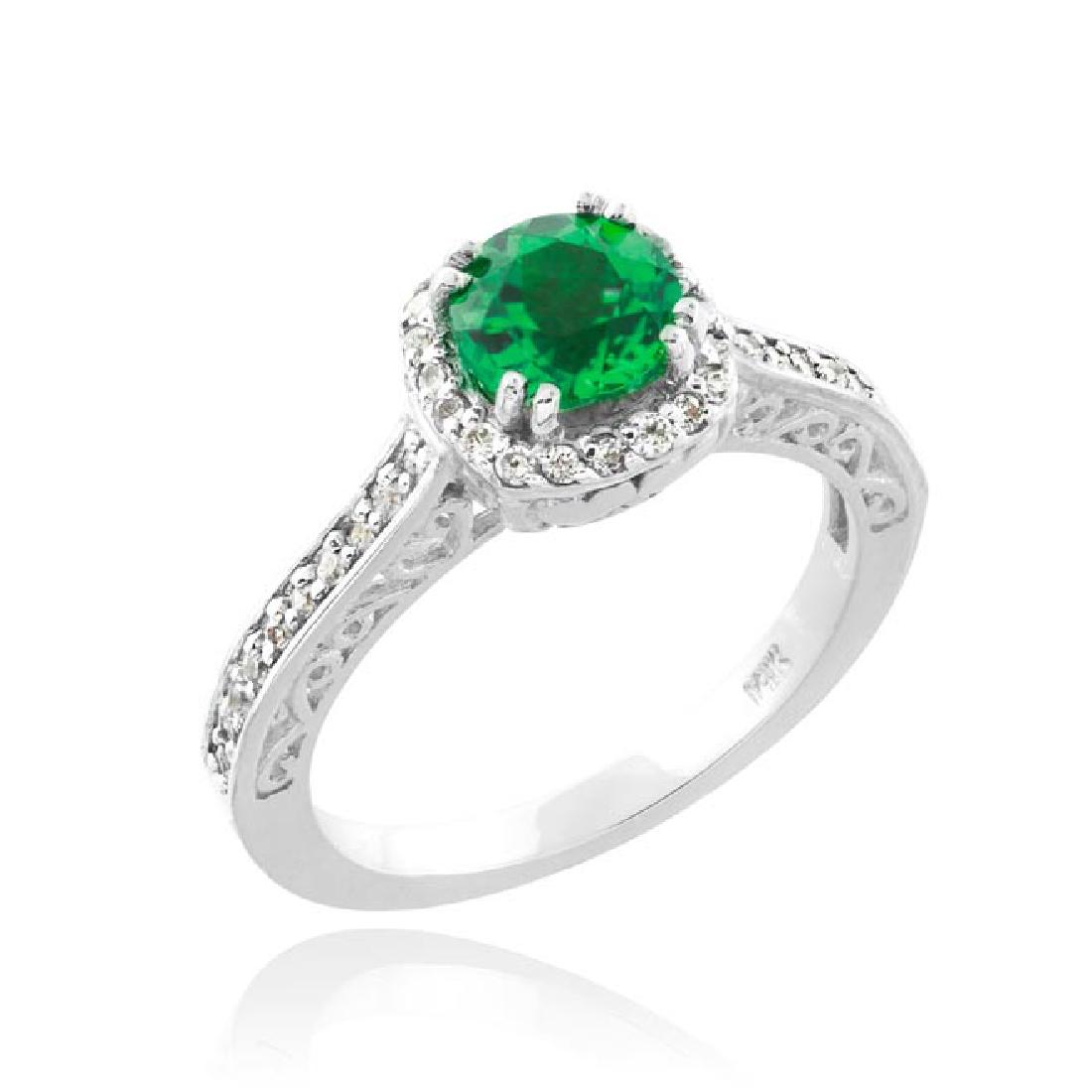 10k White Gold Halo Pave Diamond Emerald Engagement Rin: 10k White Gold Halo Pave Diamond Emerald Engagement Ring **|**|** Center stone diamond carat weight: 1ct.24 Halo diamonds carat weight: 0.24 ct24 Halo diamonds clarity: SI1 #IRS31441