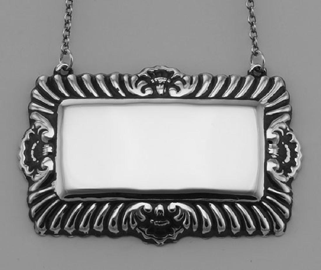 Blank Liquor Decanter Label / Tag Sterling Silver