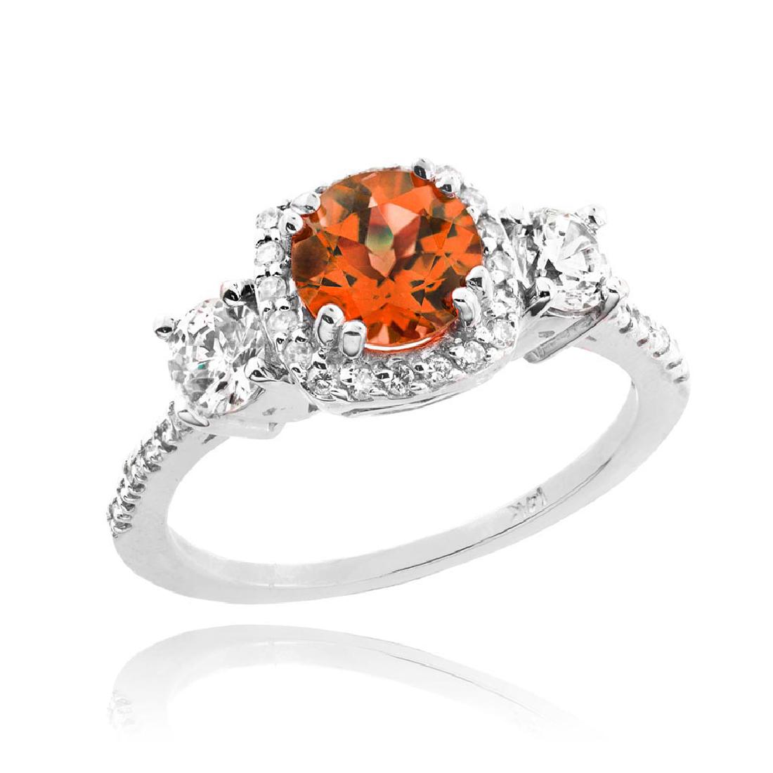 14k White Gold Garnet Diamond Engagement Ring: 14k White Gold Garnet Diamond Engagement Ring **|**|** 34 small diamonds weight: 0.34 ct2 big diamonds weight: 0.44 ct (0.22 each)Center stone weight: 1.02 ctHeight: 0.32" (top), 0.04" (bottom)Birthst