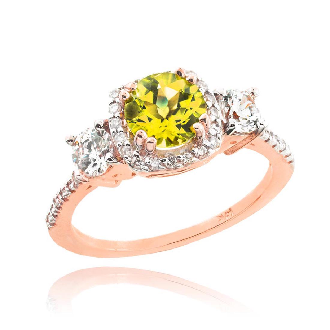 14k Rose Gold Citrine Diamond Engagement Ring: 14k Rose Gold Citrine Diamond Engagement Ring **|**|** 34 small diamonds weight: 0.34 ct2 big diamonds weight: 0.44 ct (0.22 each)Center stone weight: 1.02 ctHeight: 0.32" (top), 0.04" (bottom)Birthst