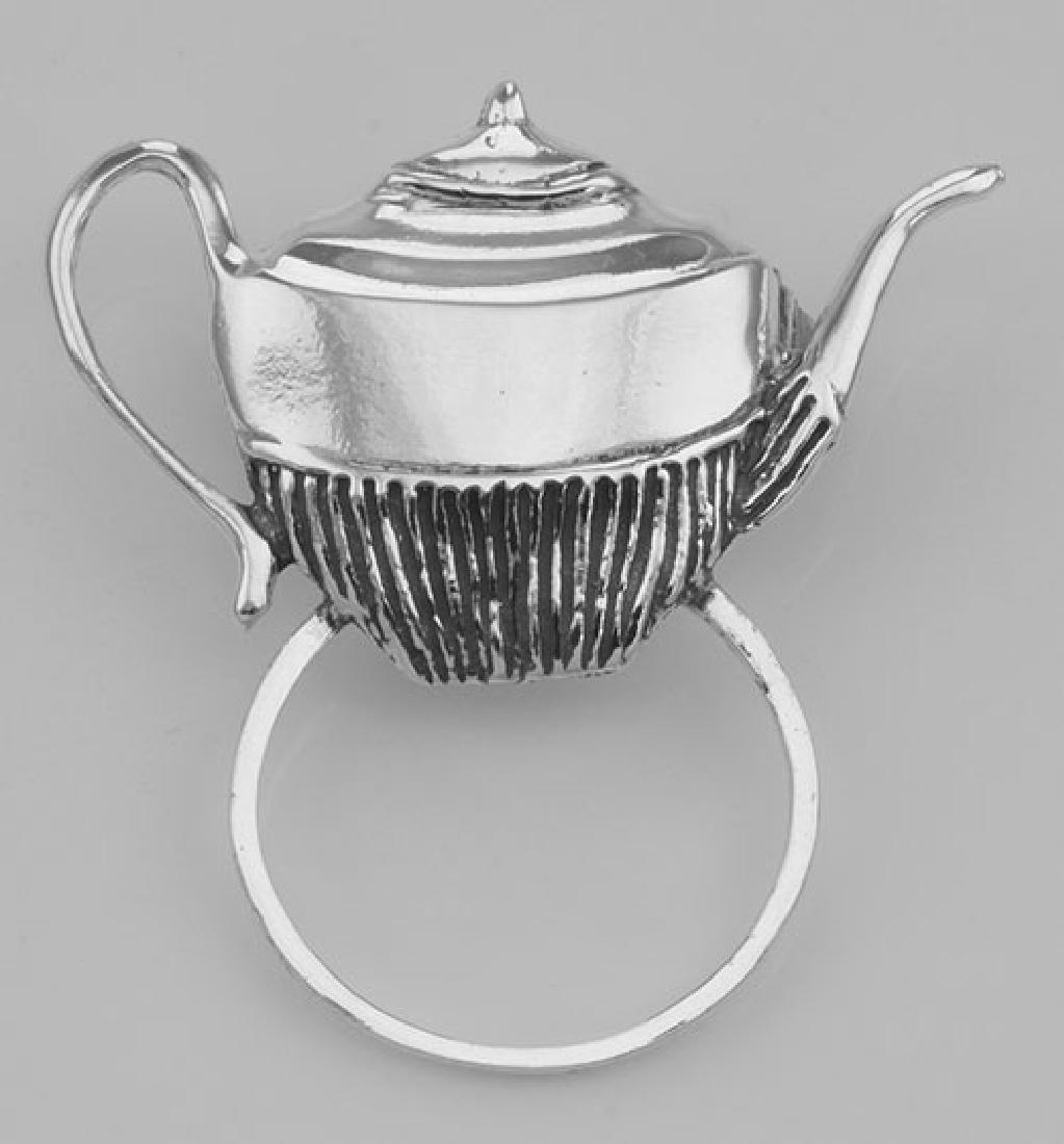 Eyeglass Holder Pin / Eye Glass Loop Brooch Tea Pot - S: Eyeglass Holder Pin / Eye Glass Loop Brooch Tea Pot - Sterling Silver **|**|** #EGP-833-TP Sterling Silver Teapot Eyeglass Holder Pin / Eyeglass Loop Brooch - Clever way to keep an eye on your reading