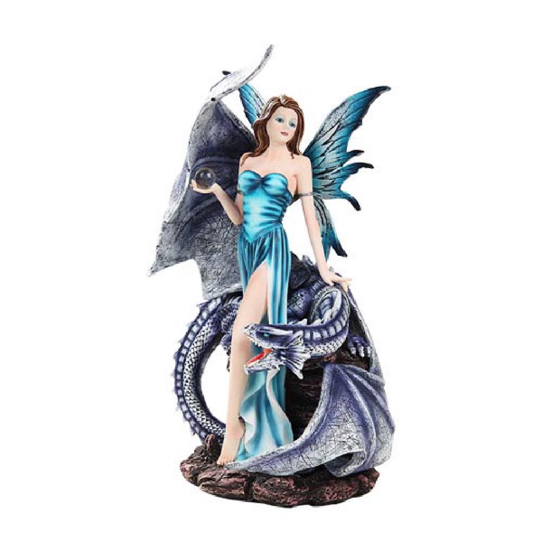 COLD CAST RESIN FAIRY W/ DRAGON 8" x 6 1/4" x 12 1/2": COLD CAST RESIN FAIRY W/ DRAGON 8" x 6 1/4" x 12 1/2" **|**|** COLD CAST RESIN FAIRY W/ DRAGON 8" x 6 1/4" x 12 1/2" #IRS14274