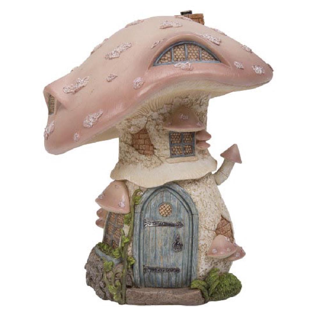 HAND PAINTED RESIN FAIRY MUSHROOM CABIN 6 1/4" x 6 1/8": HAND PAINTED RESIN FAIRY MUSHROOM CABIN 6 1/4" x 6 1/8" x 7 1/2" **|**|** HAND PAINTED RESIN FAIRY MUSHROOM CABIN 6 1/4" x 6 1/8" x 7 1/2" #IRS14249