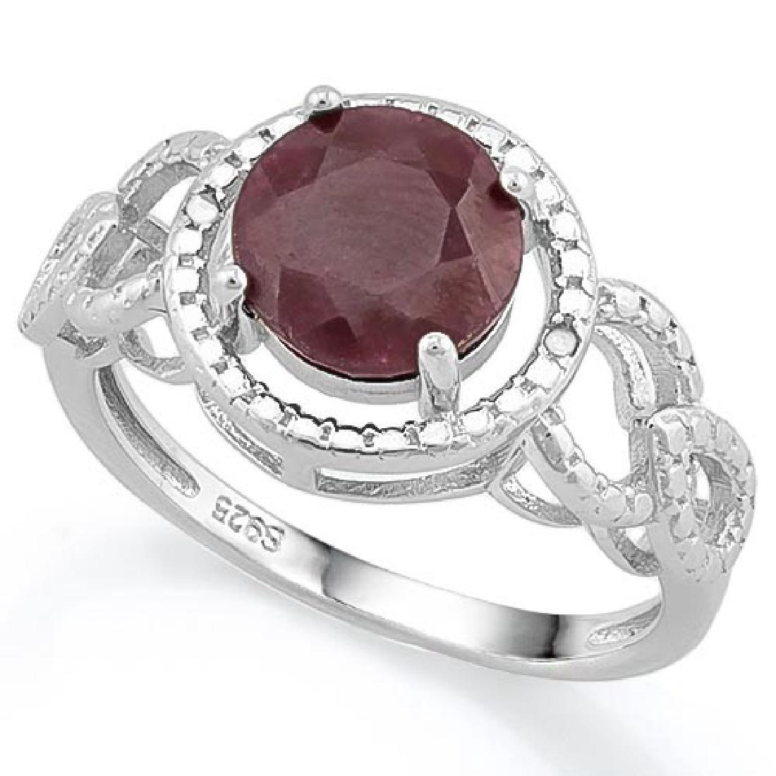 2 1/2 CARAT RUBY & DIAMOND 925 STERLING SILVER RING: 2 1/2 CARAT RUBY & DIAMOND 925 STERLING SILVER RING **|**|** 2 1/2 CARAT RUBY & DIAMOND 925 STERLING SILVER RING #IRS39352