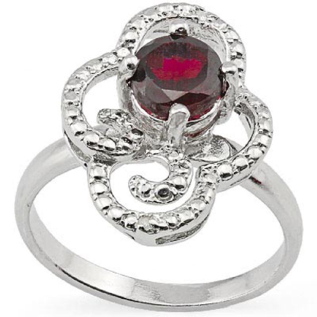 1.251 CARAT GARNET & GENUINE DIAMOND PLATINUM OVER 0.92: 1.251 CARAT GARNET & GENUINE DIAMOND PLATINUM OVER 0.925 STERLING SILVER RING **|**|** 1.251 CARAT GARNET & GENUINE DIAMOND PLATINUM OVER 0.925 STERLING SILVER RING #IRS39252