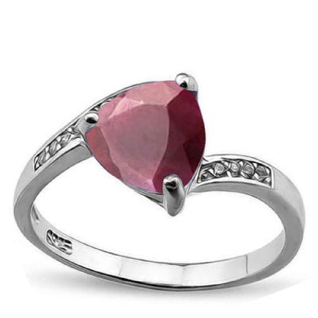 2 1/4 CARAT ENHANCED GENUINE RUBY & (12 PCS) CREATED WH: 2 1/4 CARAT ENHANCED GENUINE RUBY & (12 PCS) CREATED WHITE SAPPHIRE 925 STERLING SILVER RING **|**|** 2 1/4 CARAT ENHANCED GENUINE RUBY & (12 PCS) CREATED WHITE SAPPHIRE 925 STERLING SILVER RING #IRS3