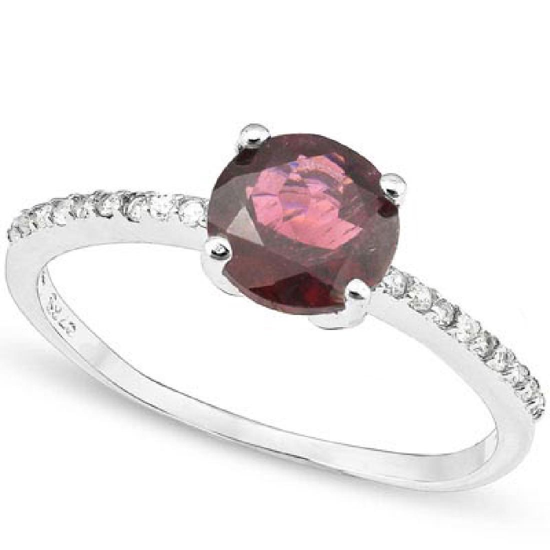 1.7 CARAT TW GARNET & CREATED WHITE SAPPHIRE PLATINUM O: 1.7 CARAT TW GARNET & CREATED WHITE SAPPHIRE PLATINUM OVER 0.925 STERLING SILVER RING **|**|** 1.7 CARAT TW GARNET & CREATED WHITE SAPPHIRE PLATINUM OVER 0.925 STERLING SILVER RING #IRS39598