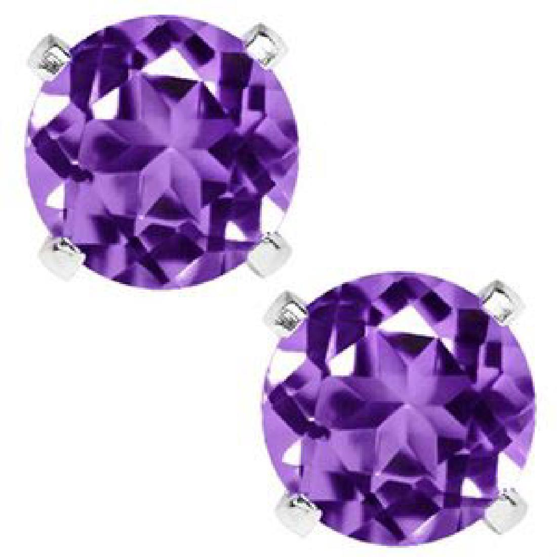 1.50 CT AMETHYST 0.925 STERLING SILVER W/ PLATINUM EARR: 1.50 CT AMETHYST 0.925 STERLING SILVER W/ PLATINUM EARRINGS **|**|** 1.50 CT AMETHYST 0.925 STERLING SILVER W/ PLATINUM EARRINGS #IRS39729