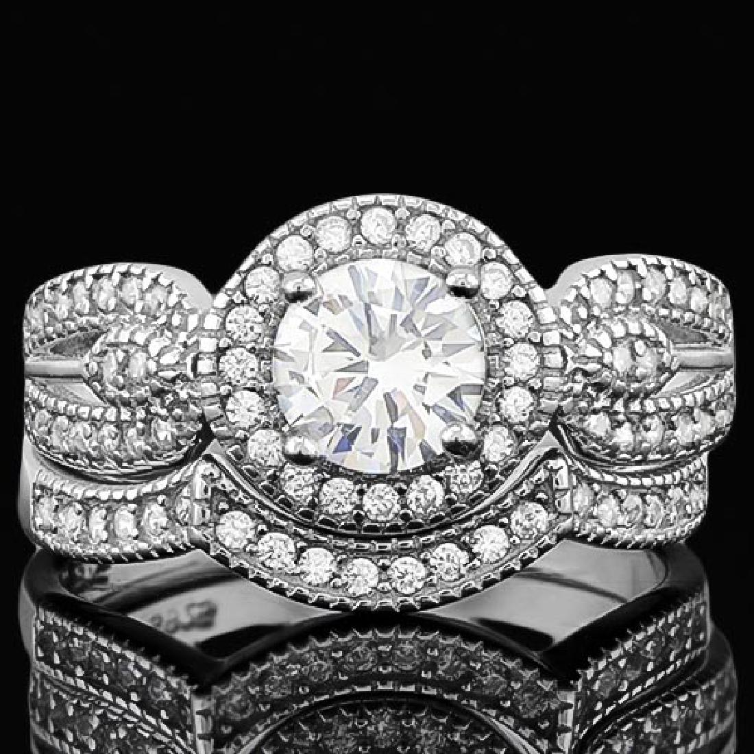 1 3/5 CARAT (41 PCS) FLAWLESS CREATED DIAMOND 925 STERL: 1 3/5 CARAT (41 PCS) FLAWLESS CREATED DIAMOND 925 STERLING SILVER HALO RING **|**|** 1 3/5 CARAT (41 PCS) FLAWLESS CREATED DIAMOND 925 STERLING SILVER HALO RING #IRS39571