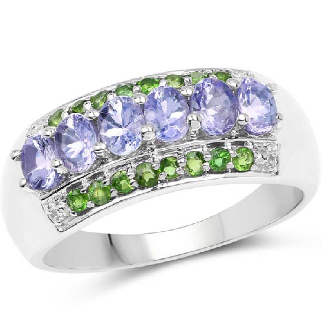 1.34 Carat Genuine Tanzanite and Chrome Diopside .925 S: 1.34 Carat Genuine Tanzanite and Chrome Diopside .925 Sterling Silver Ring **|**|** 1.34 Carat Genuine Tanzanite and Chrome Diopside .925 Sterling Silver Ring #IRS41786