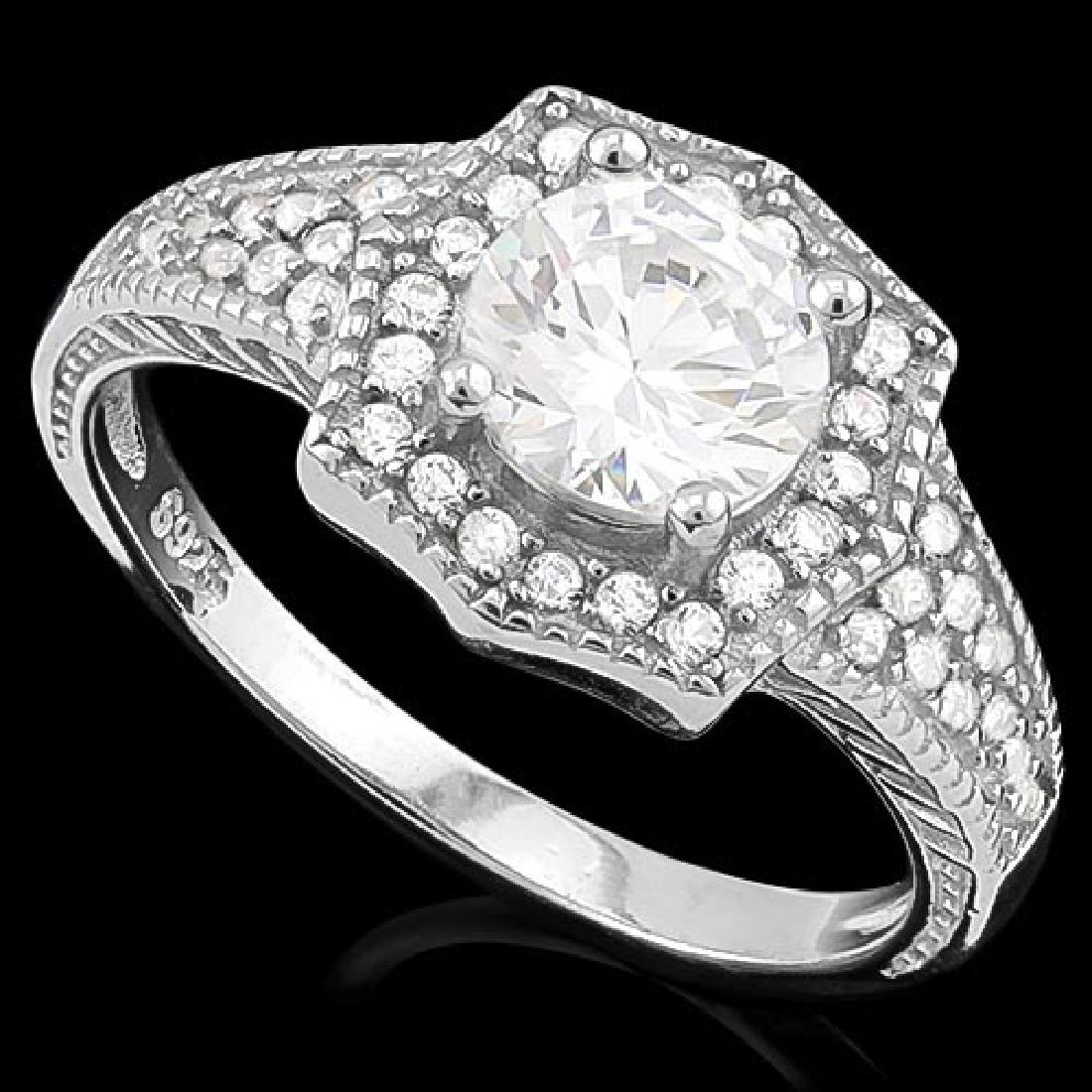 1 3/5 CARAT (41 PCS) FLAWLESS CREATED DIAMOND 925 STERL: 1 3/5 CARAT (41 PCS) FLAWLESS CREATED DIAMOND 925 STERLING SILVER HALO RING **|**|** 1 3/5 CARAT (41 PCS) FLAWLESS CREATED DIAMOND 925 STERLING SILVER HALO RING #IRS39282