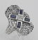 Art Deco Style Filigree Ring w/ Sapphire and 3 Diamonds