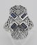 Art Deco Style Filigree Ring w/ Sapphire and 3 Diamonds - 2