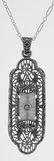 Crystal / Camphor Glass Filigree Pendant w/ Diamond - S