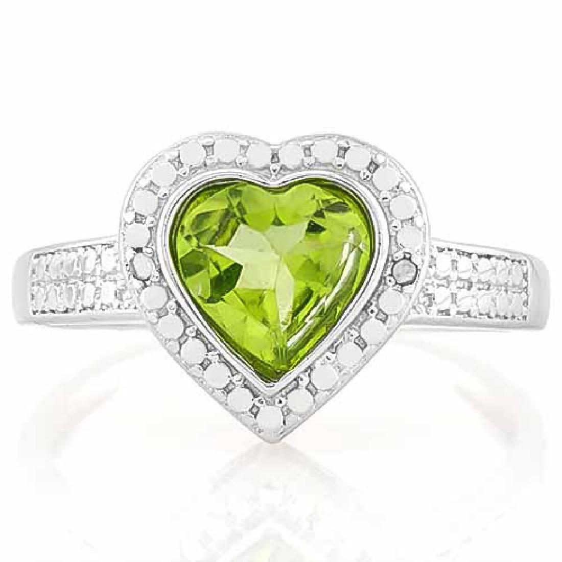 1 CARAT PERIDOT & DIAMOND 925 STERLING SILVER RING: 1 CARAT PERIDOT & DIAMOND 925 STERLING SILVER RING **|**|** 1 CARAT PERIDOT & DIAMOND 925 STERLING SILVER RING #IRS74668