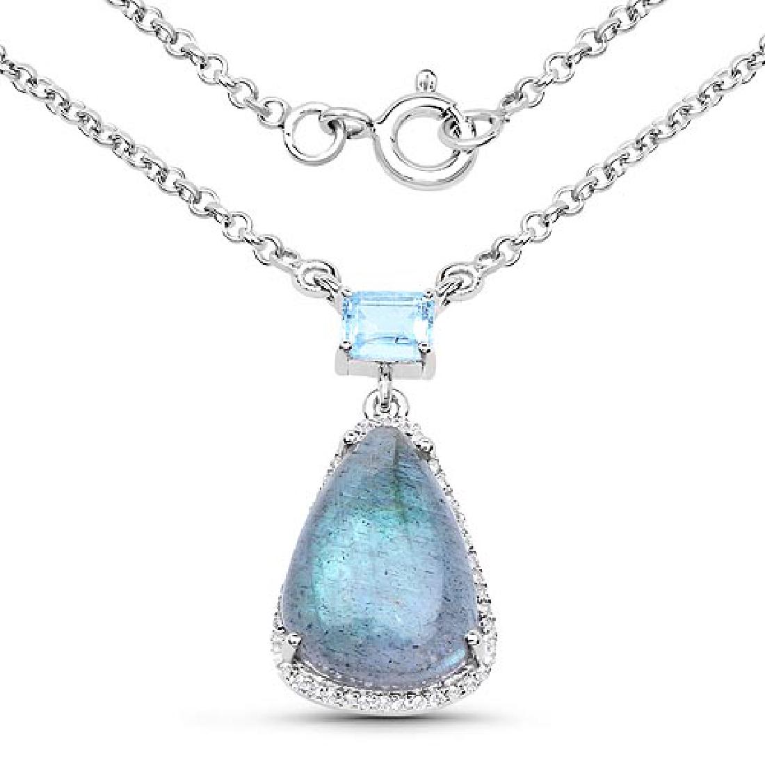 5.49 Carat Genuine Labradorite, Blue Topaz and White To: 5.49 Carat Genuine Labradorite, Blue Topaz and White Topaz .925 Sterling Silver Pendant **|**|** 5.49 Carat Genuine Labradorite, Blue Topaz and White Topaz .925 Sterling Silver Pendant #IRS67278