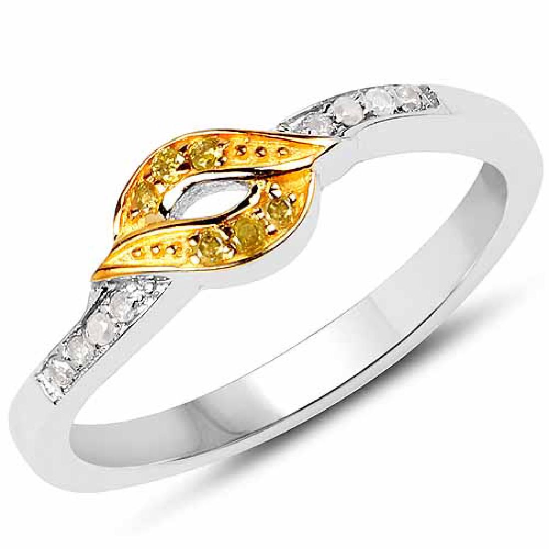 0.09 Carat Genuine White Diamond and Yellow Diamond .92: 0.09 Carat Genuine White Diamond and Yellow Diamond .925 Sterling Silver Ring **|**|** 0.09 Carat Genuine White Diamond and Yellow Diamond .925 Sterling Silver Ring #IRS75488