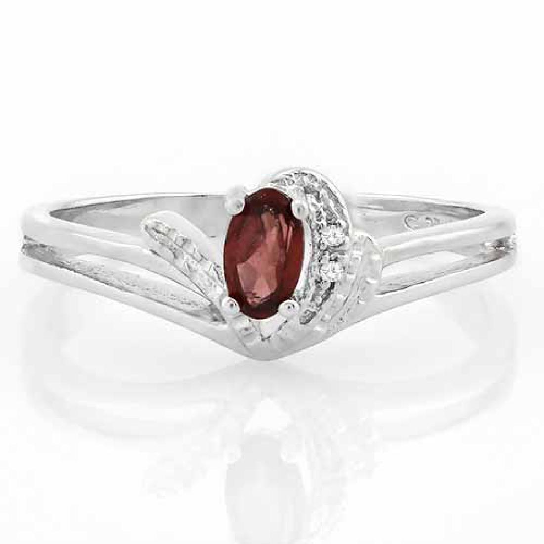 1/4 CARAT GARNET & DIAMOND 925 STERLING SILVER RING: 1/4 CARAT GARNET & DIAMOND 925 STERLING SILVER RING **|**|** 1/4 CARAT GARNET & DIAMOND 925 STERLING SILVER RING #IRS74591