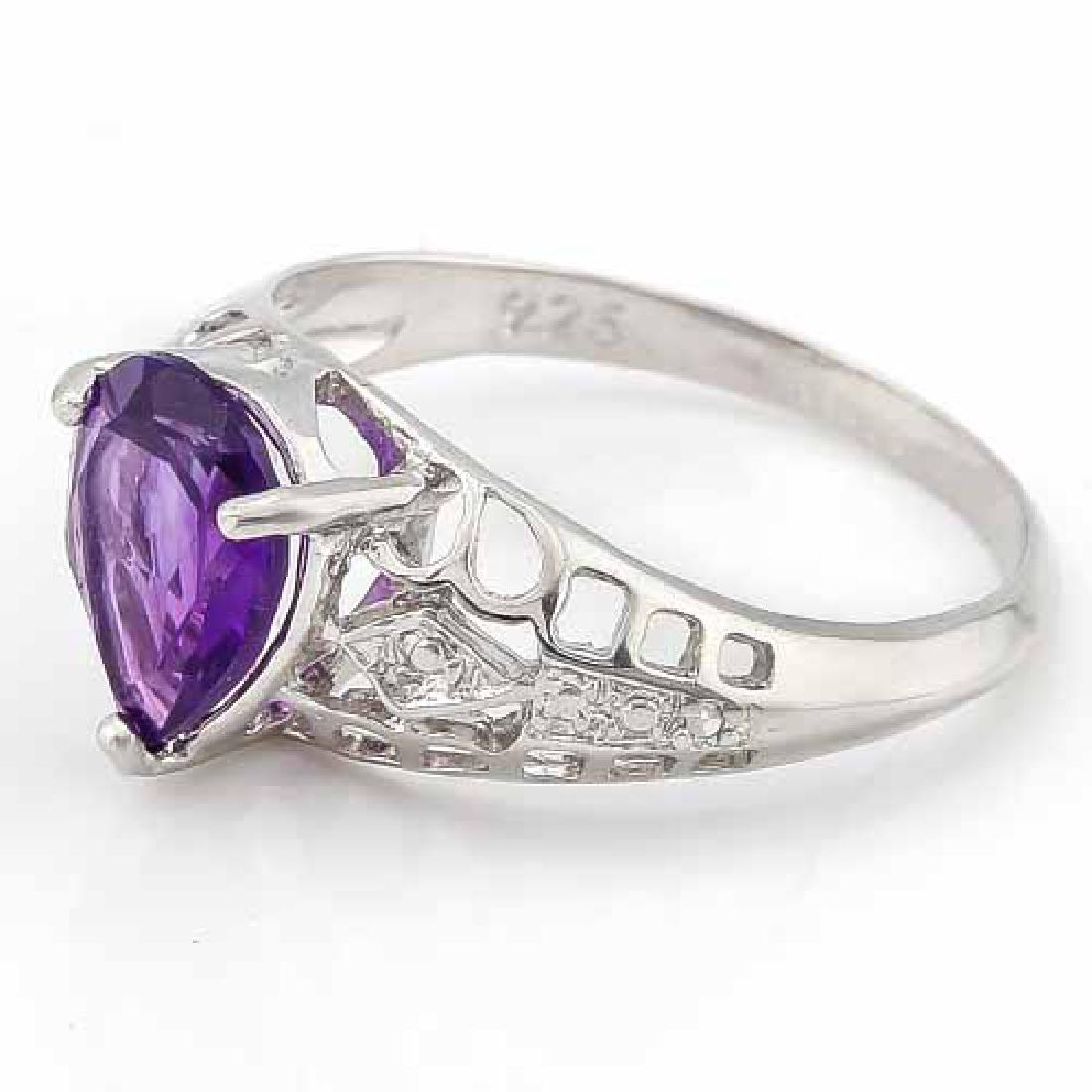 1 CARAT AMETHYST & DIAMOND 925 STERLING SILVER RING: 1 CARAT AMETHYST & DIAMOND 925 STERLING SILVER RING **|**|** 1 CARAT AMETHYST & DIAMOND 925 STERLING SILVER RING #IRS74585