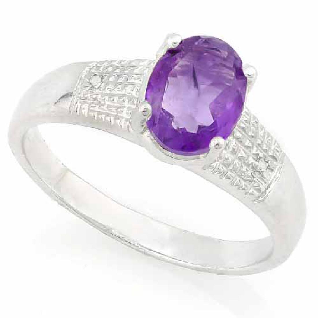 1 CARAT AMETHYST & DIAMOND 925 STERLING SILVER RING: 1 CARAT AMETHYST & DIAMOND 925 STERLING SILVER RING **|**|** 1 CARAT AMETHYST & DIAMOND 925 STERLING SILVER RING #IRS74653
