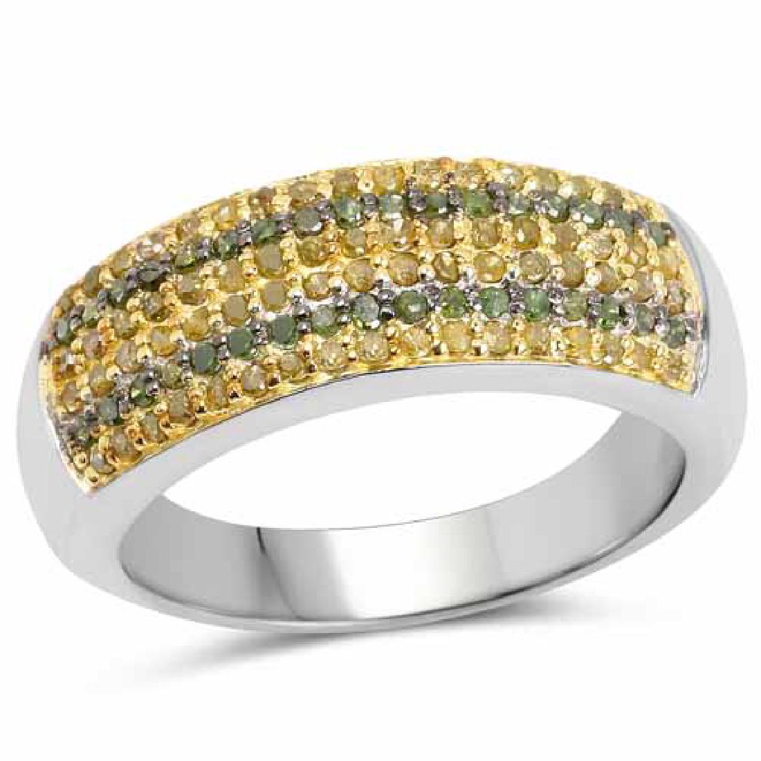 0.43 Carat Genuine Green Diamond and Yellow Diamond .92: 0.43 Carat Genuine Green Diamond and Yellow Diamond .925 Sterling Silver Ring **|**|** 0.43 Carat Genuine Green Diamond and Yellow Diamond .925 Sterling Silver Ring #IRS75492